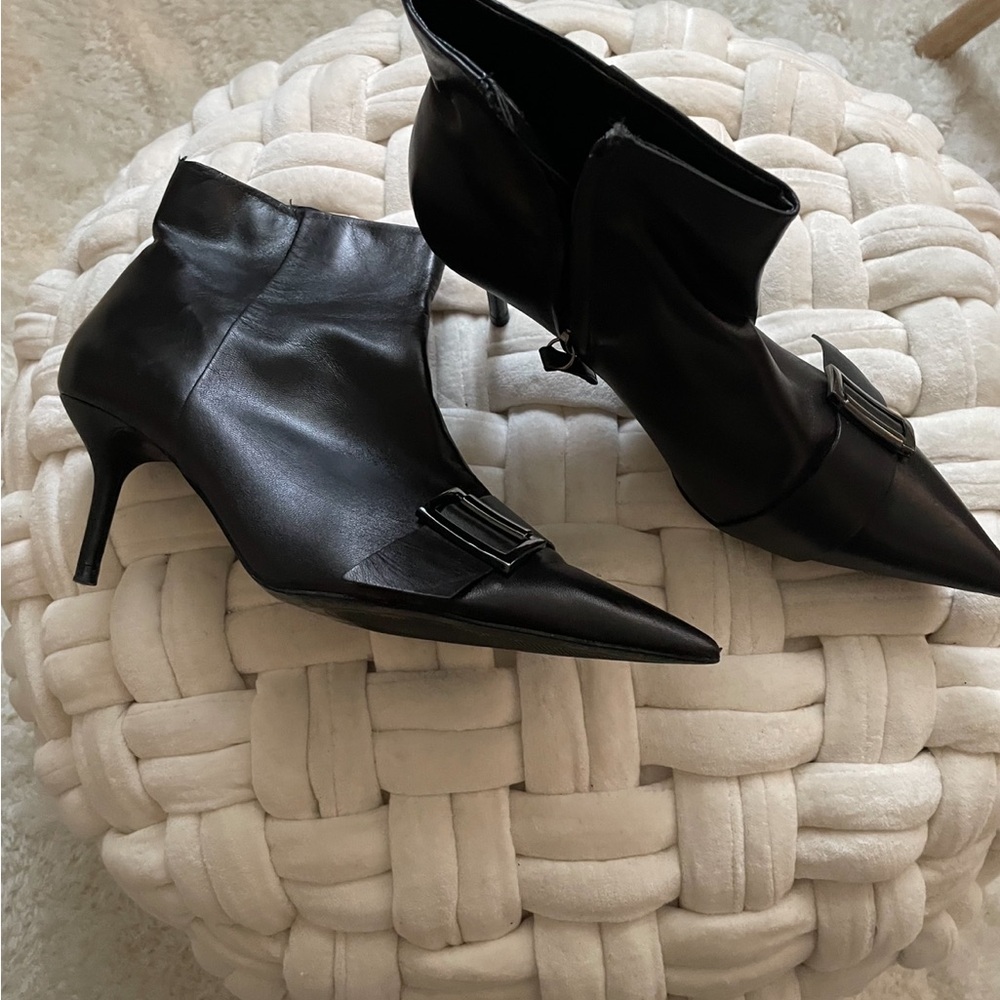 Black Pointed Toe Ankle Boots by Zara
